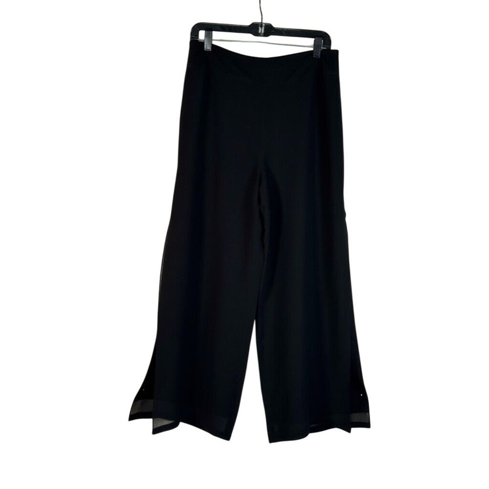 Modefia Womens Black Wide-Leg Pants With Sheer Side Panels Size Made In Korea Ra